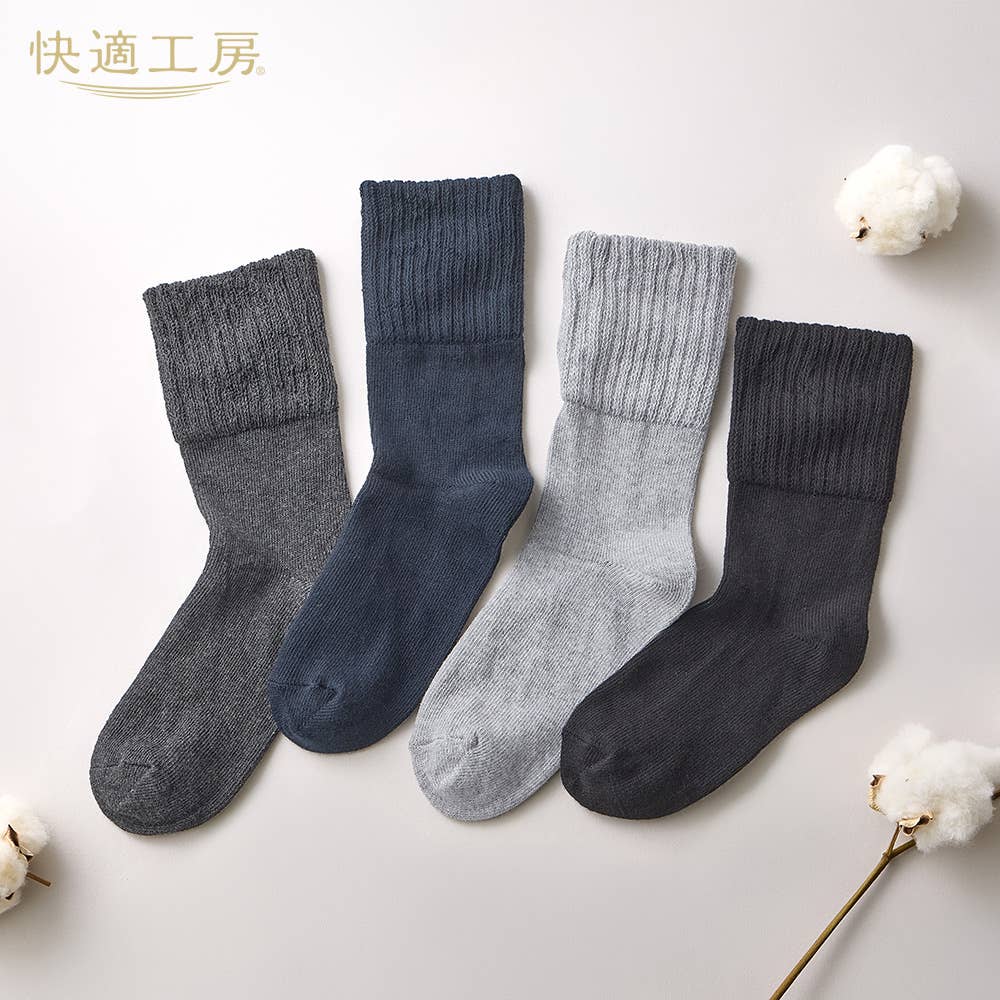 綿高混率 ゆったり履きくち 3足組 クルー丈靴下